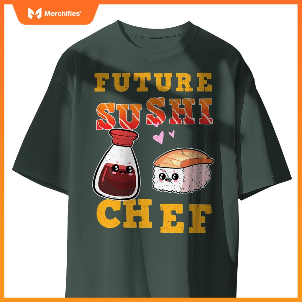 Future Sushi Chef Salmon Maki Anime Figure Japanese Manga T-Shirt