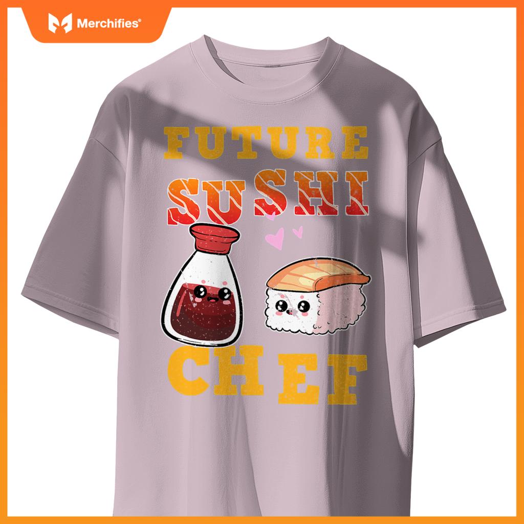 Future Sushi Chef Salmon Maki Anime Figure Japanese Manga T-Shirt