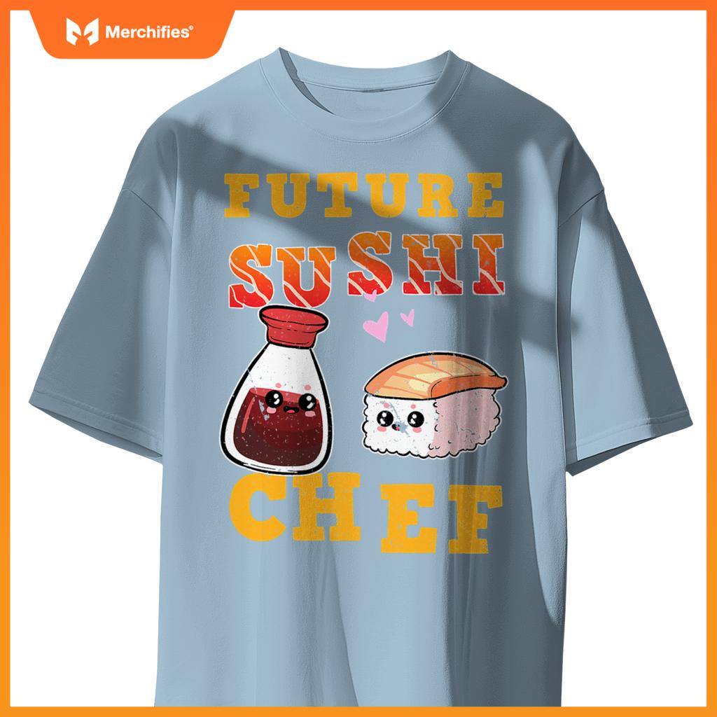 Future Sushi Chef Salmon Maki Anime Figure Japanese Manga T-Shirt