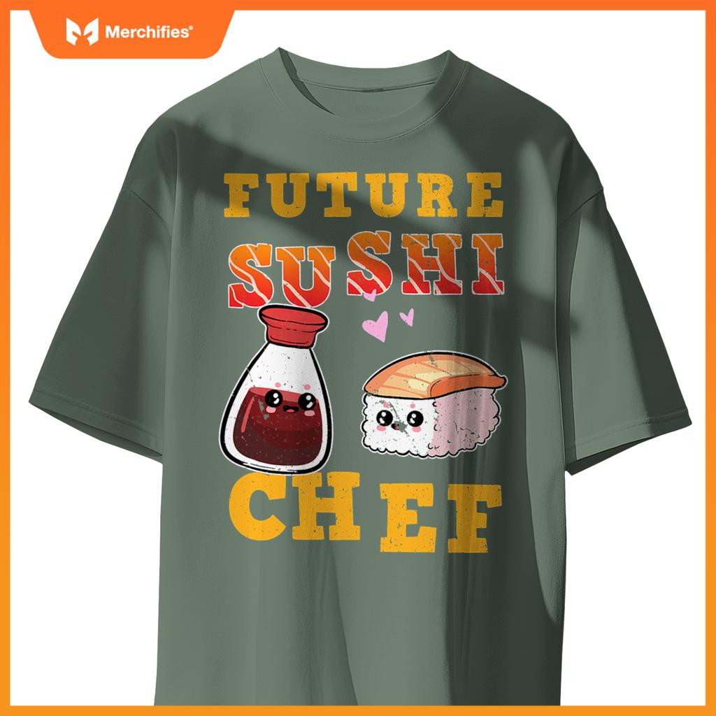 Future Sushi Chef Salmon Maki Anime Figure Japanese Manga T-Shirt