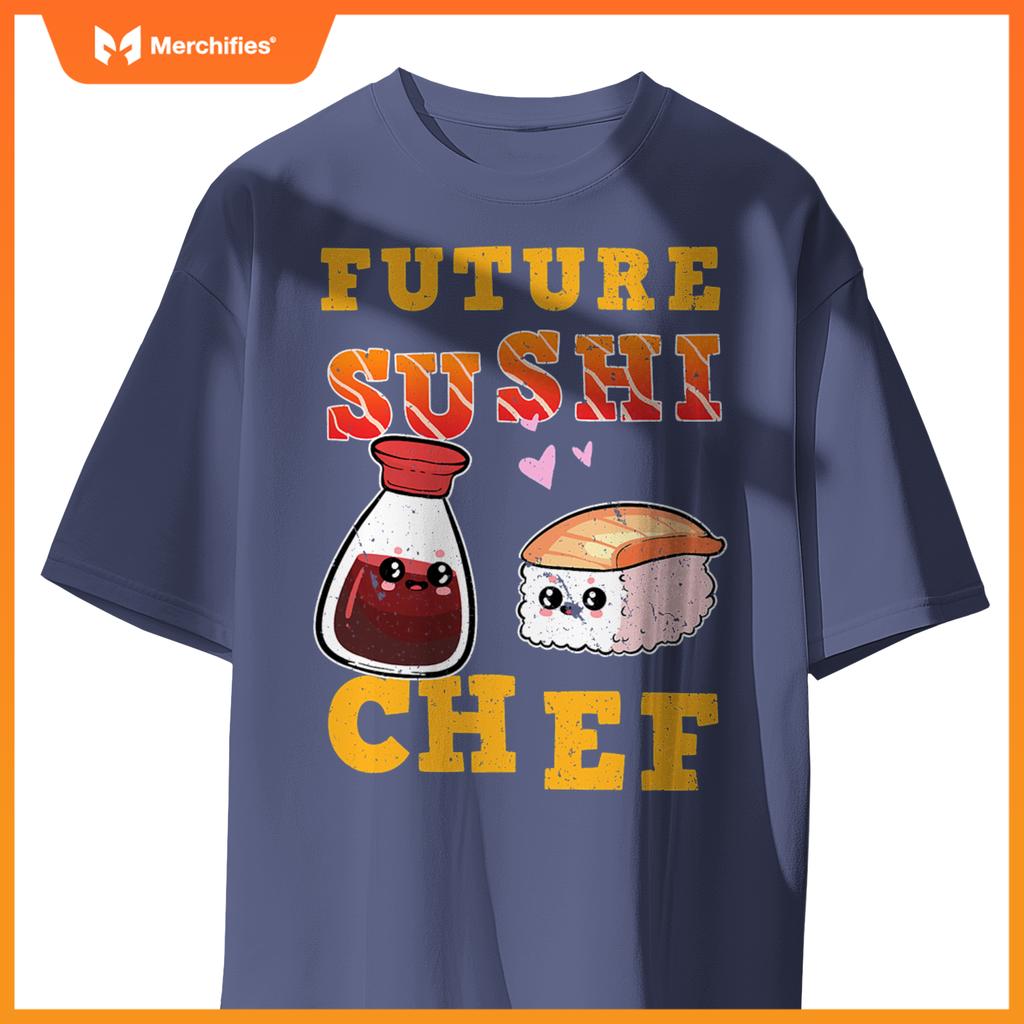 Future Sushi Chef Salmon Maki Anime Figure Japanese Manga T-Shirt