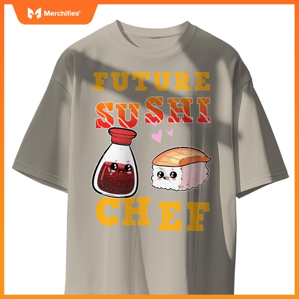 Future Sushi Chef Salmon Maki Anime Figure Japanese Manga T-Shirt