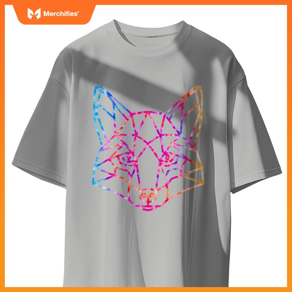 Geometric Wolf Tie Dye Dog Artistic Sacred Women Men Adults T-Shirt