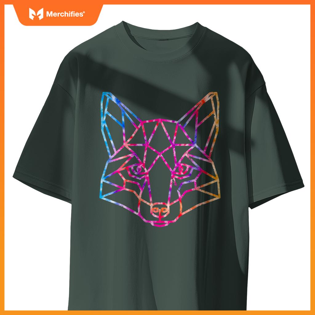 Geometric Wolf Tie Dye Dog Artistic Sacred Women Men Adults T-Shirt