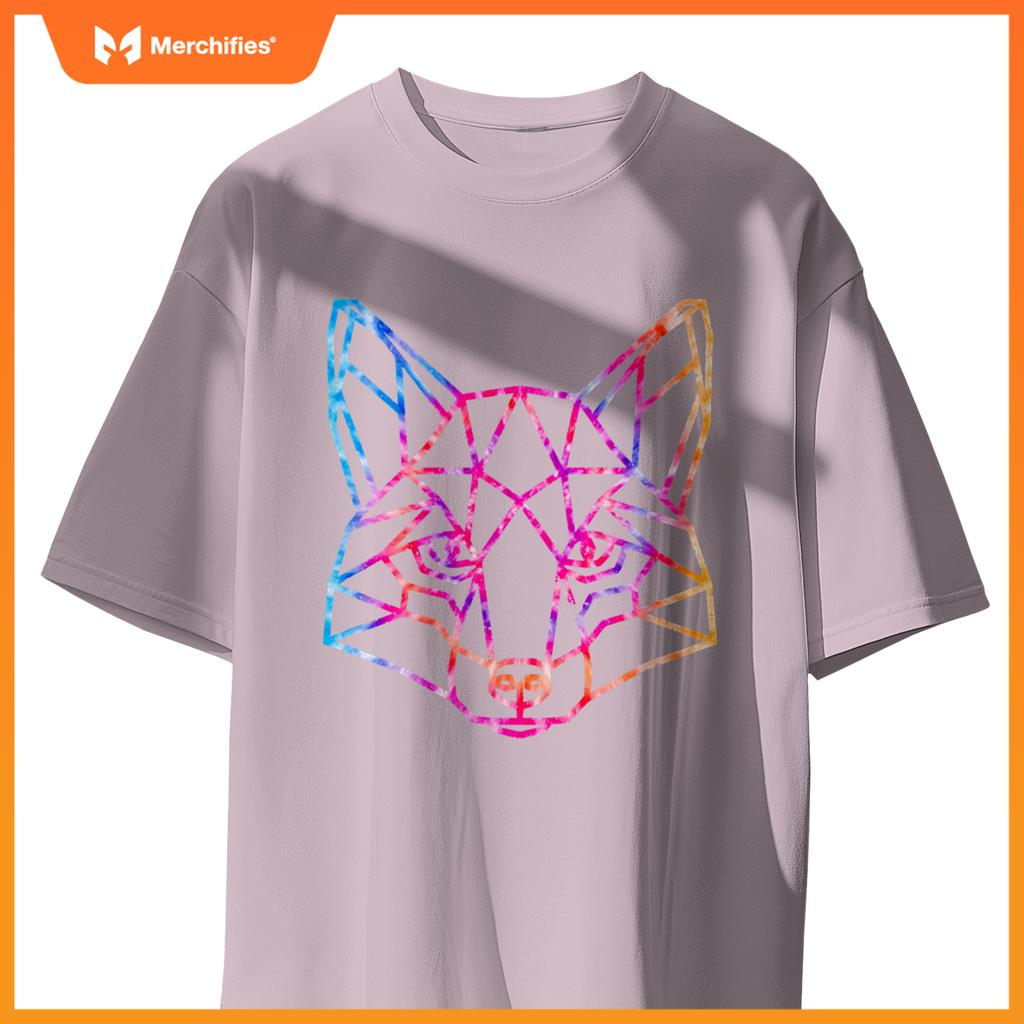 Geometric Wolf Tie Dye Dog Artistic Sacred Women Men Adults T-Shirt
