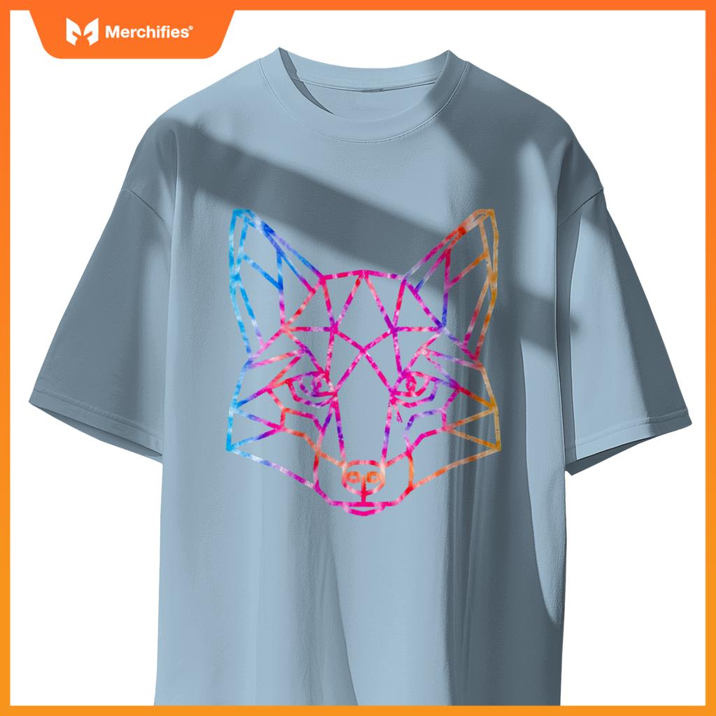 Geometric Wolf Tie Dye Dog Artistic Sacred Women Men Adults T-Shirt