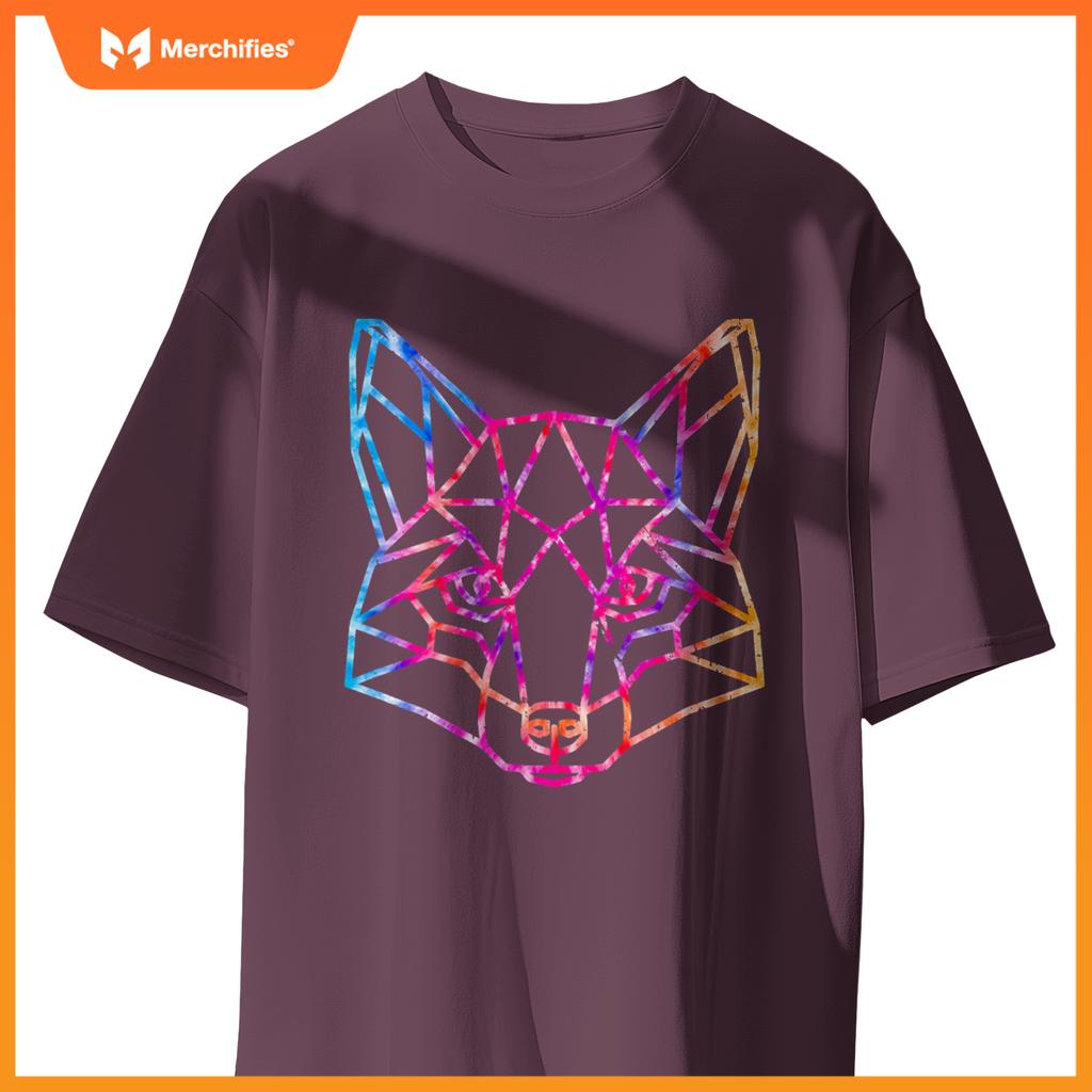 Geometric Wolf Tie Dye Dog Artistic Sacred Women Men Adults T-Shirt