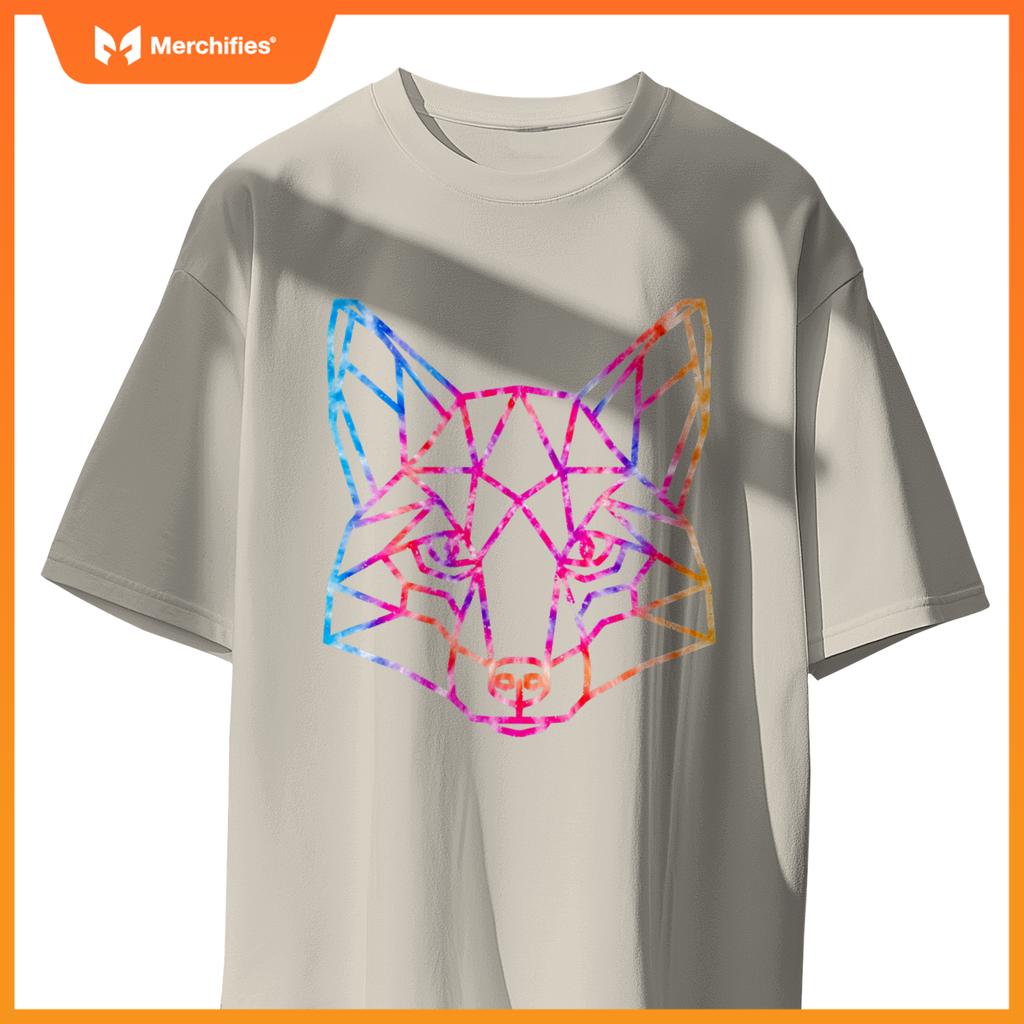 Geometric Wolf Tie Dye Dog Artistic Sacred Women Men Adults T-Shirt