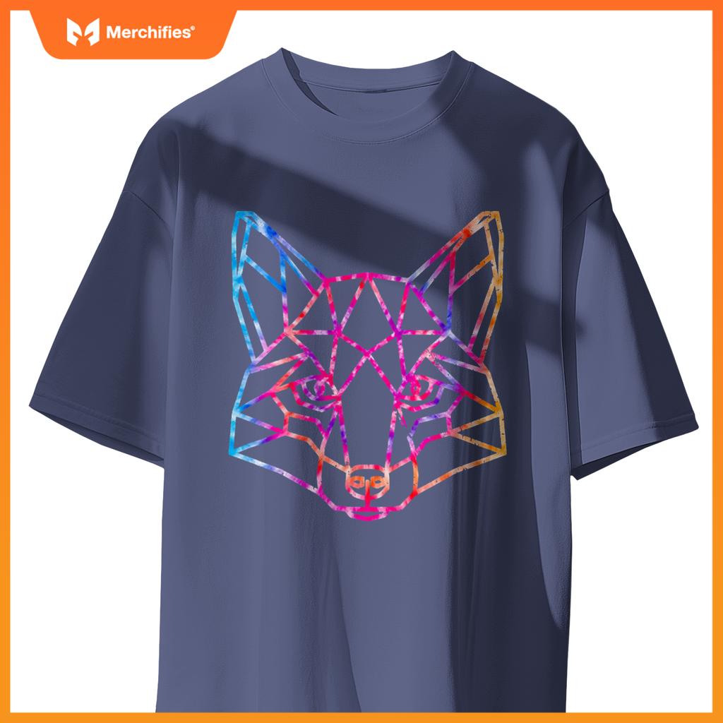 Geometric Wolf Tie Dye Dog Artistic Sacred Women Men Adults T-Shirt
