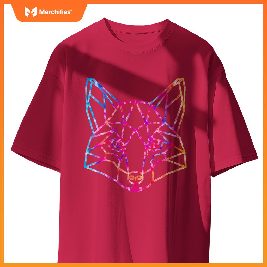 Geometric Wolf Tie Dye Dog Artistic Sacred Women Men Adults T-Shirt