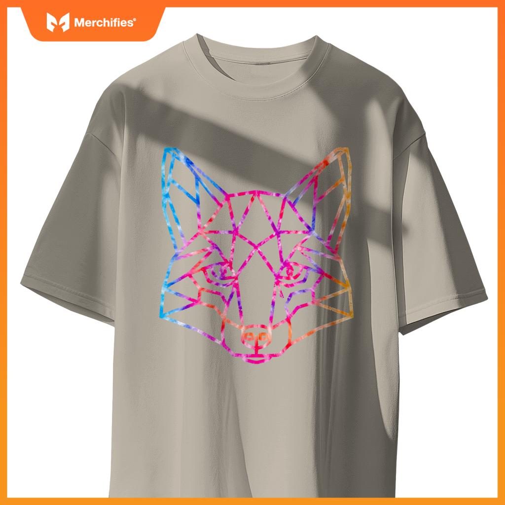 Geometric Wolf Tie Dye Dog Artistic Sacred Women Men Adults T-Shirt