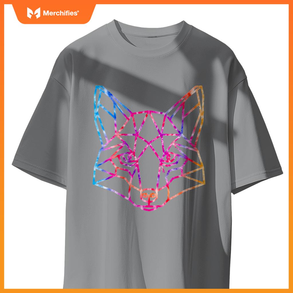 Geometric Wolf Tie Dye Dog Artistic Sacred Women Men Adults T-Shirt