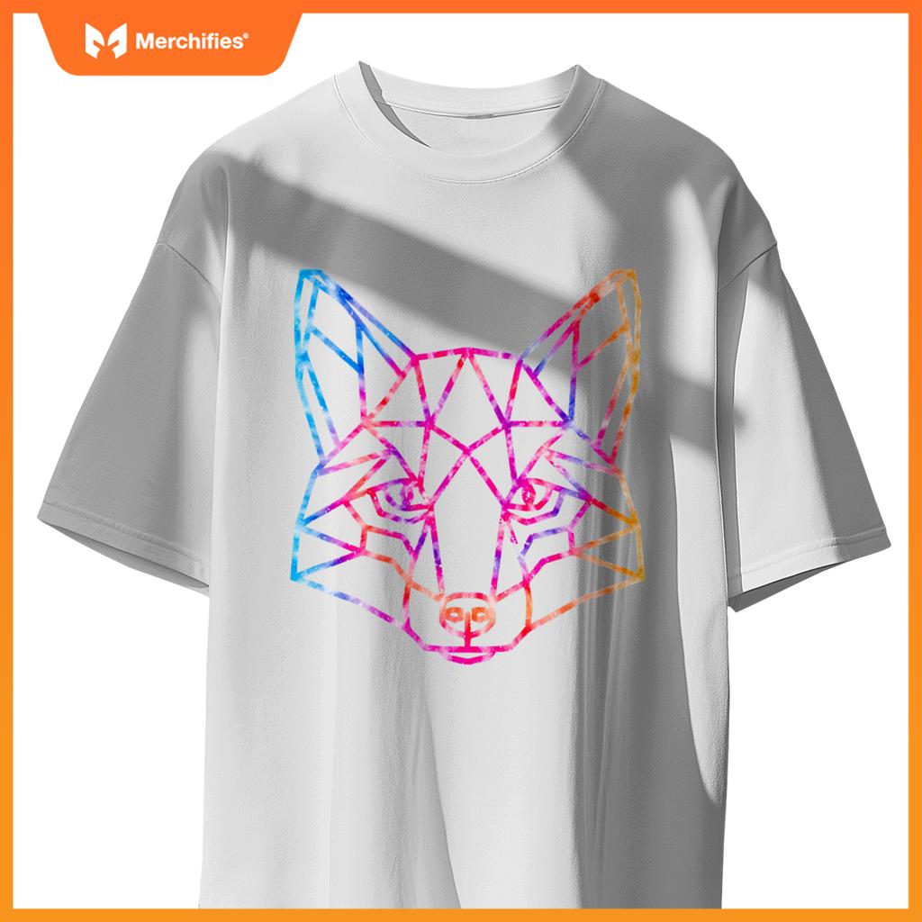 Geometric Wolf Tie Dye Dog Artistic Sacred Women Men Adults T-Shirt