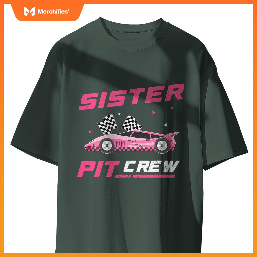 Girl Race Car Birthday Decorations Racing Sister Pit Crew T-Shirt