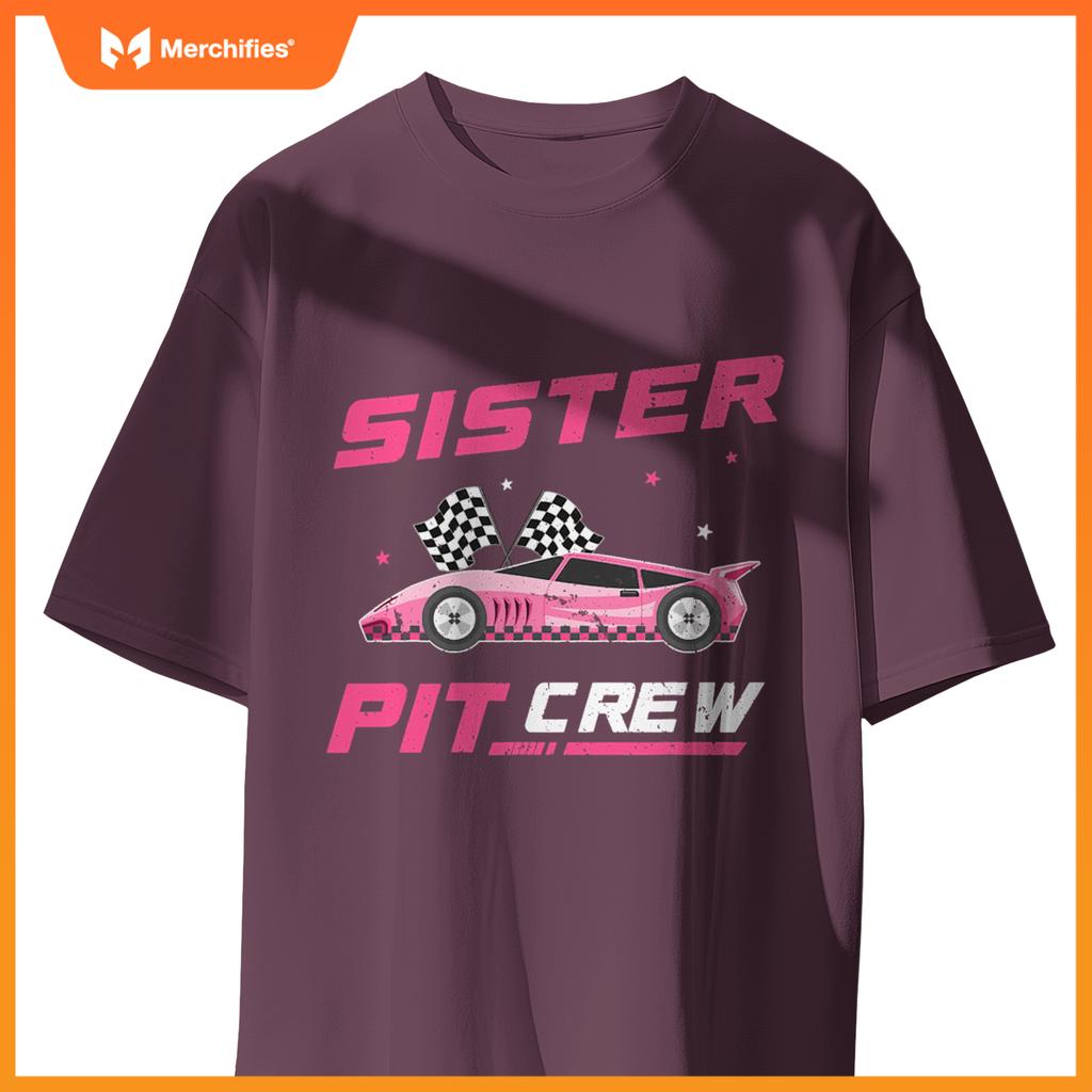 Girl Race Car Birthday Decorations Racing Sister Pit Crew T-Shirt