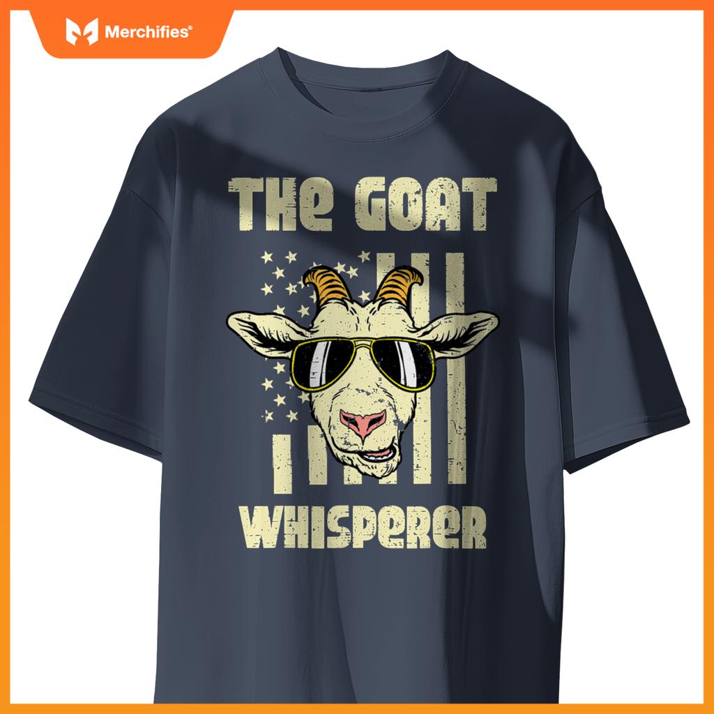 Goat whisperer us flag  patriotic women men kids T-Shirt