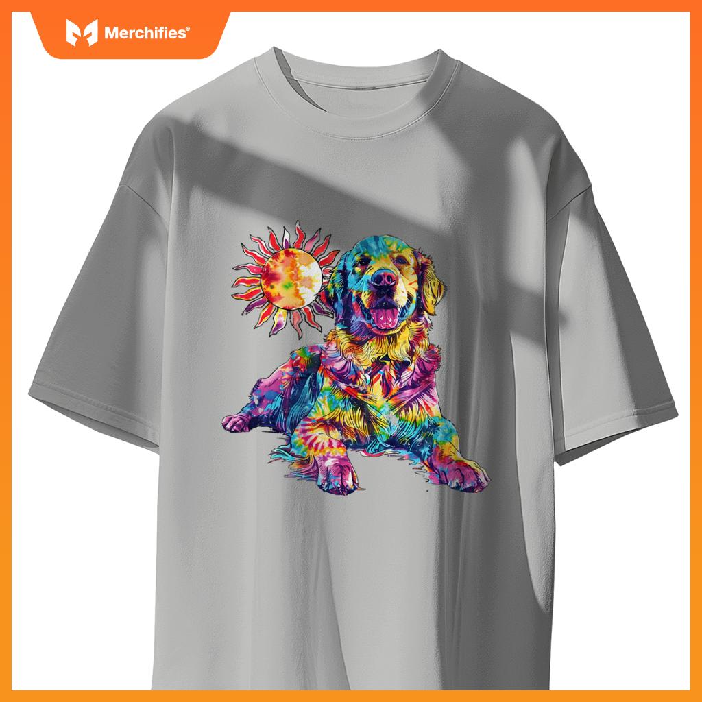 Golden Retriever Dog Colorful Art Image  Lover T-Shirt