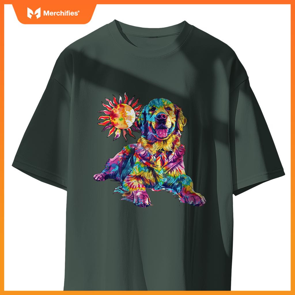 Golden Retriever Dog Colorful Art Image  Lover T-Shirt