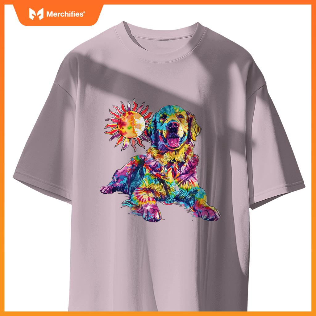 Golden Retriever Dog Colorful Art Image  Lover T-Shirt