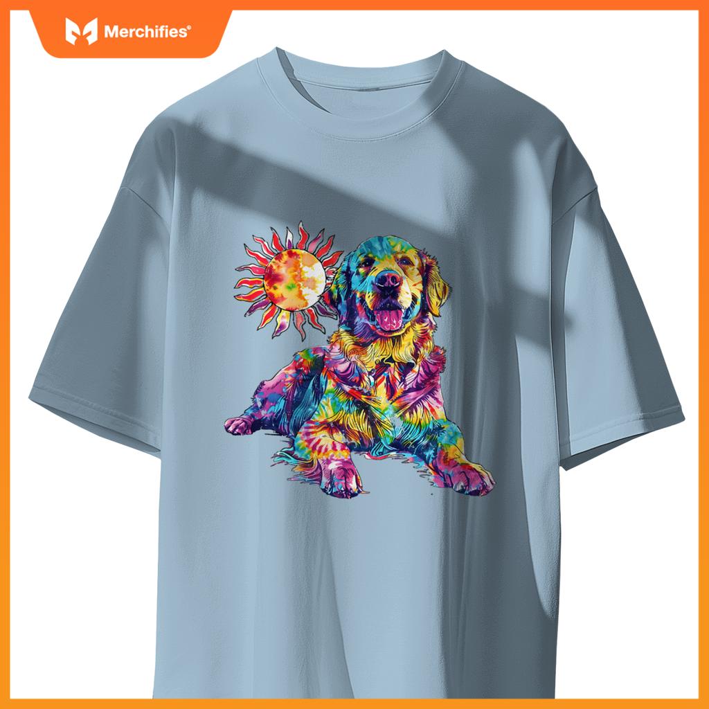 Golden Retriever Dog Colorful Art Image  Lover T-Shirt