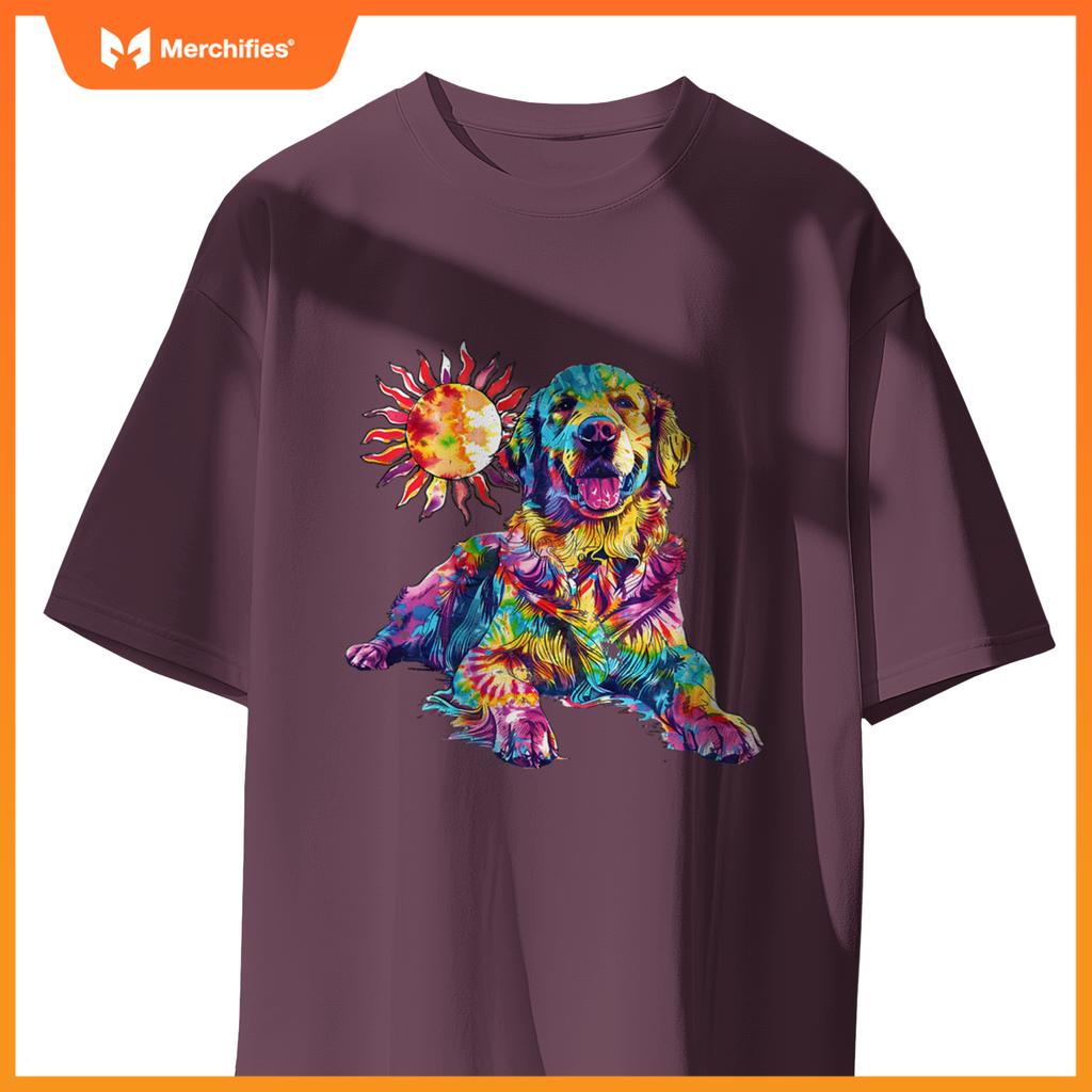 Golden Retriever Dog Colorful Art Image  Lover T-Shirt
