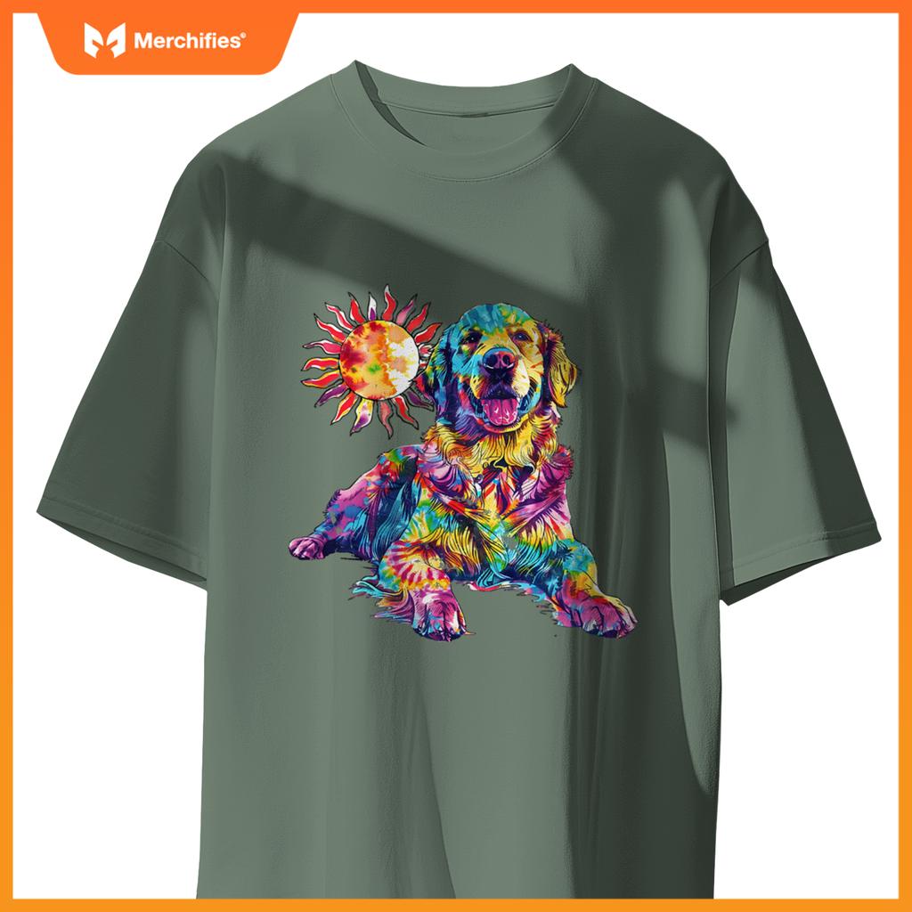 Golden Retriever Dog Colorful Art Image  Lover T-Shirt