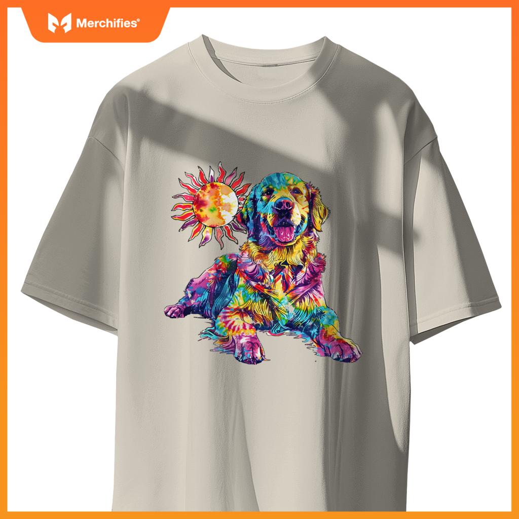 Golden Retriever Dog Colorful Art Image  Lover T-Shirt