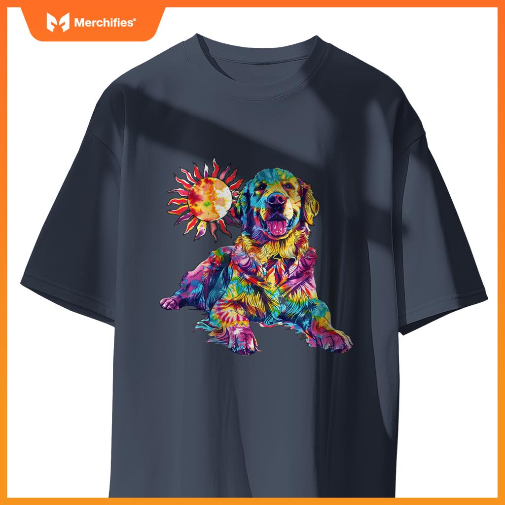 Golden Retriever Dog Colorful Art Image  Lover T-Shirt