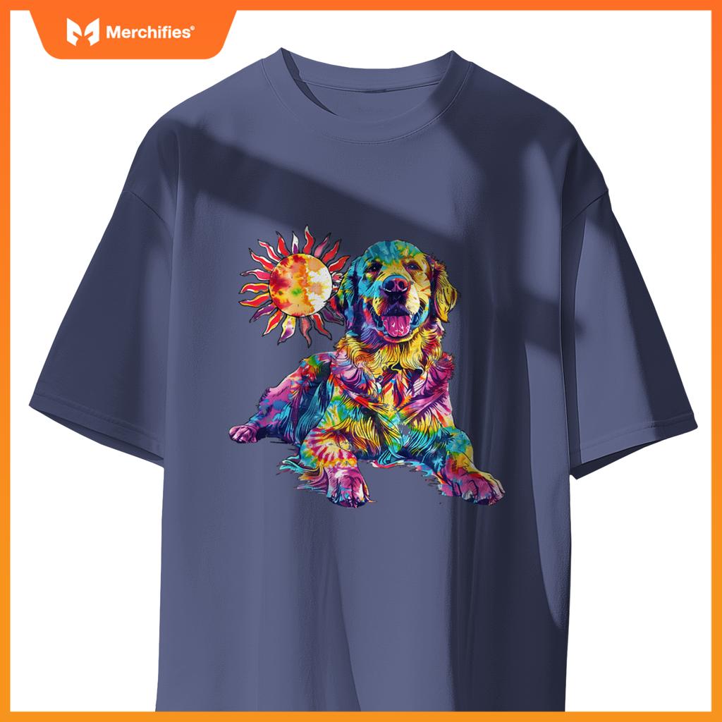 Golden Retriever Dog Colorful Art Image  Lover T-Shirt