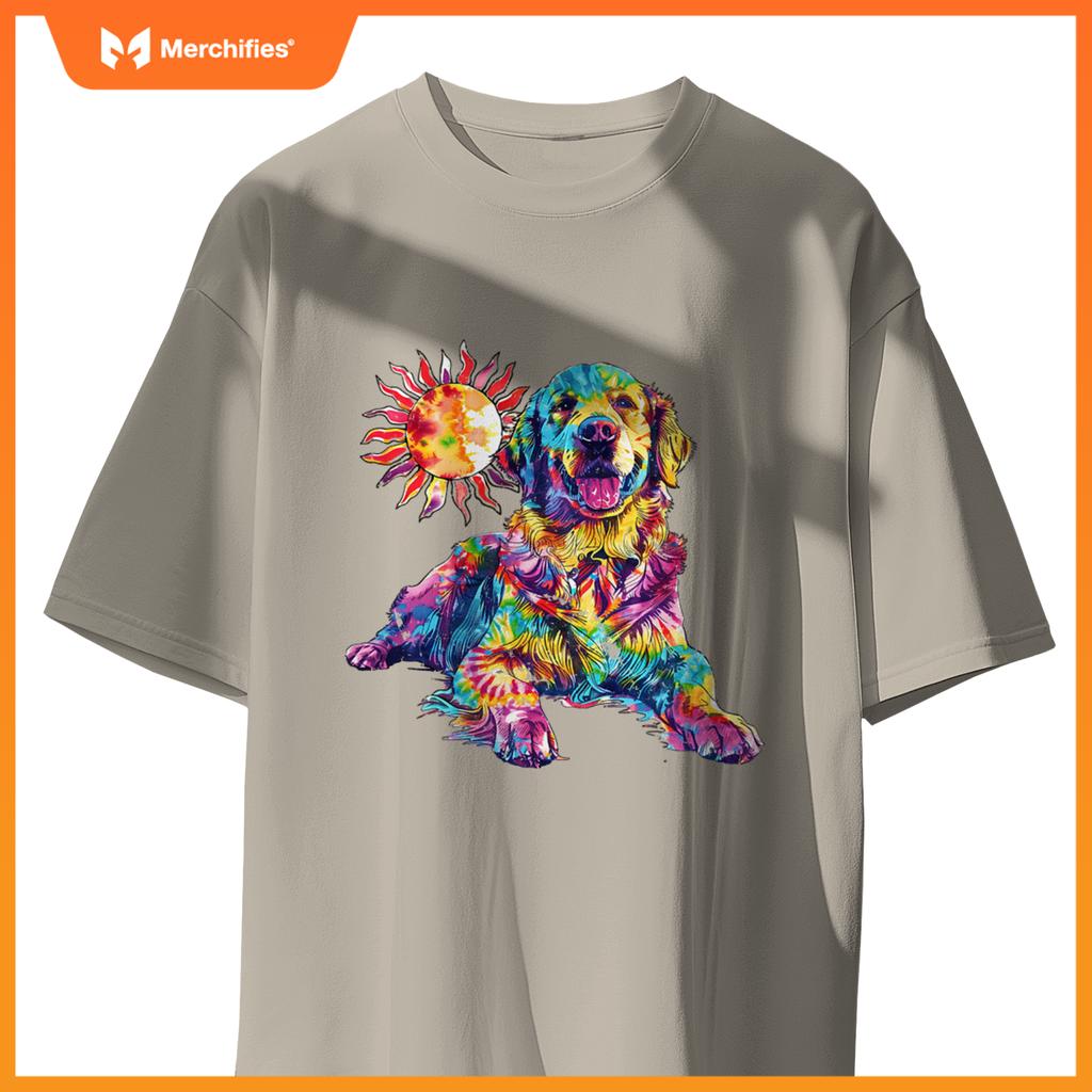 Golden Retriever Dog Colorful Art Image  Lover T-Shirt