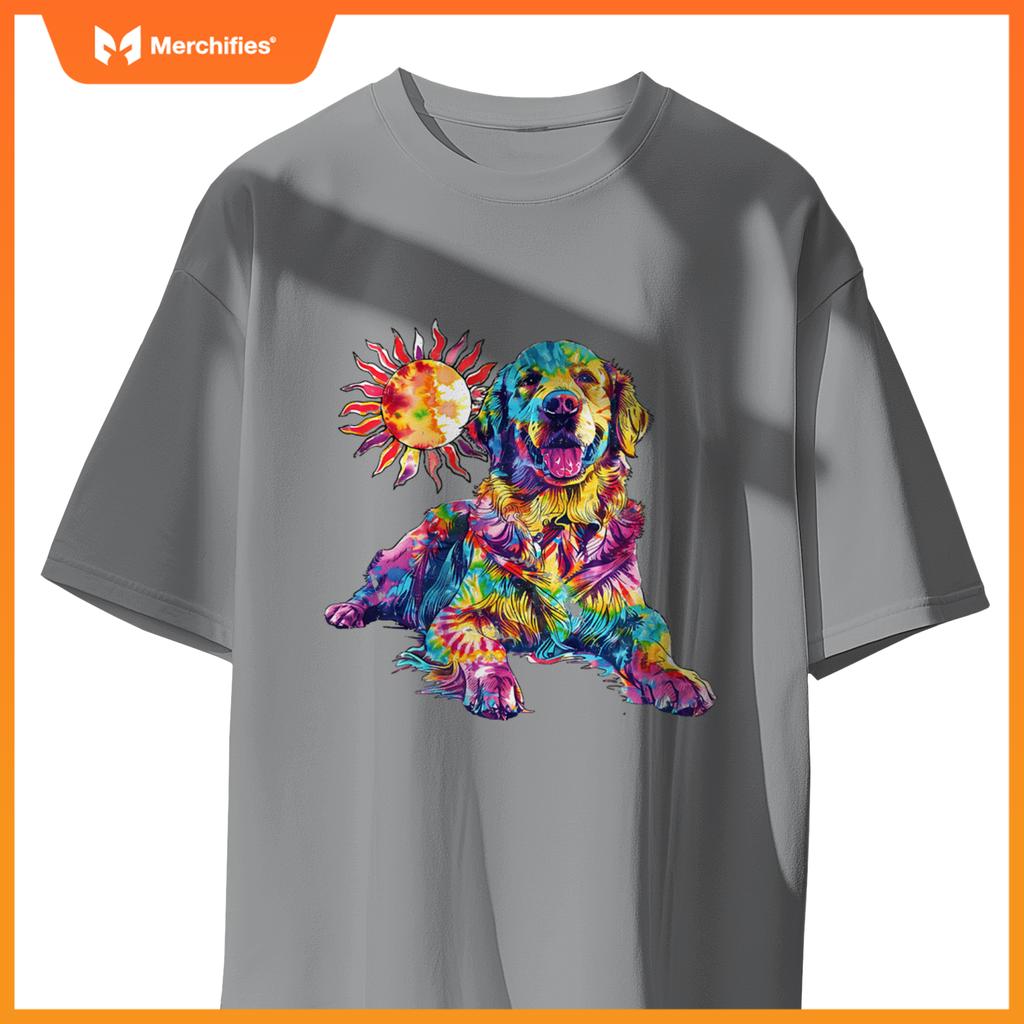 Golden Retriever Dog Colorful Art Image  Lover T-Shirt