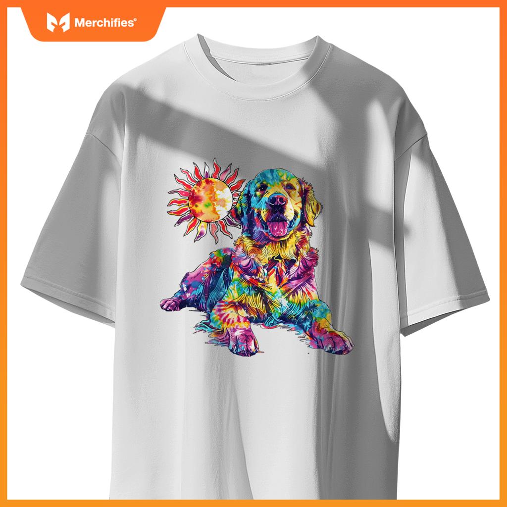 Golden Retriever Dog Colorful Art Image  Lover T-Shirt