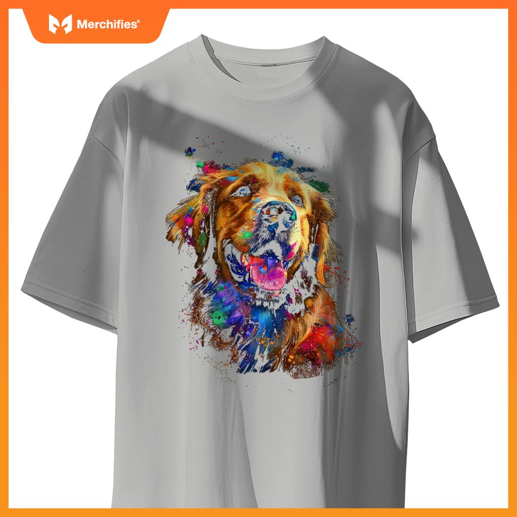 Golden Retriever Dog Motif Pet Blue Eyes Golden Retriever T-Shirt