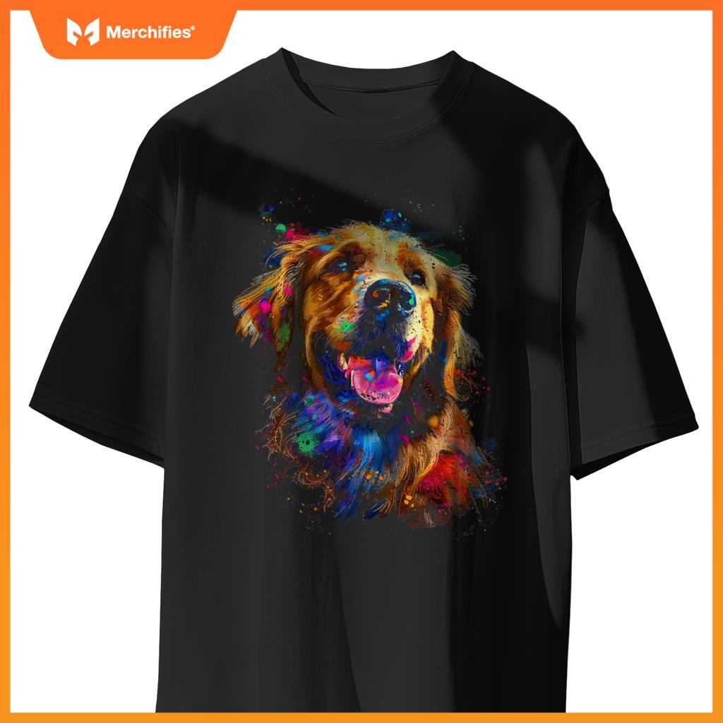 Golden Retriever Dog Motif Pet Blue Eyes Golden Retriever T-Shirt