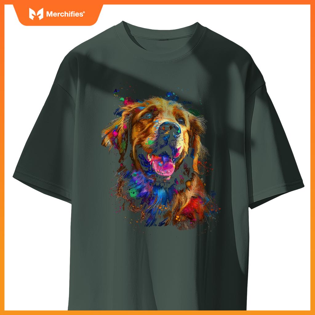 Golden Retriever Dog Motif Pet Blue Eyes Golden Retriever T-Shirt