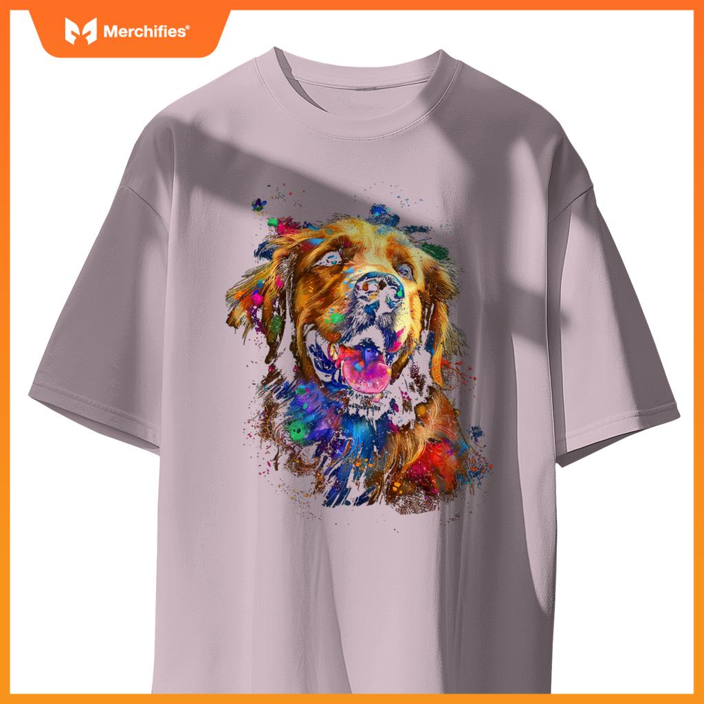 Golden Retriever Dog Motif Pet Blue Eyes Golden Retriever T-Shirt