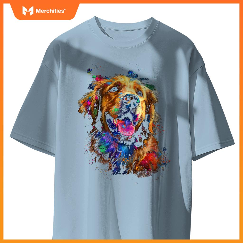 Golden Retriever Dog Motif Pet Blue Eyes Golden Retriever T-Shirt