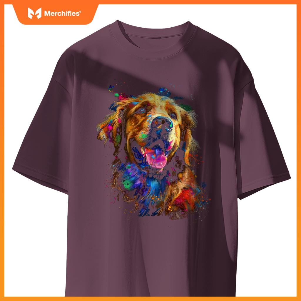 Golden Retriever Dog Motif Pet Blue Eyes Golden Retriever T-Shirt
