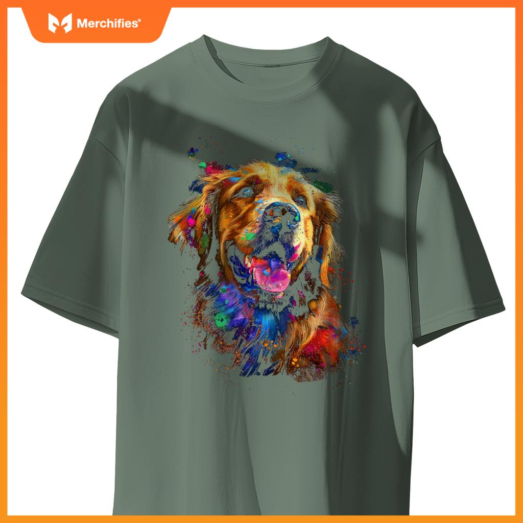 Golden Retriever Dog Motif Pet Blue Eyes Golden Retriever T-Shirt