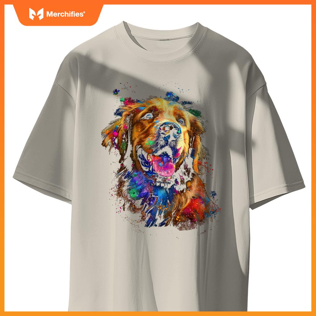Golden Retriever Dog Motif Pet Blue Eyes Golden Retriever T-Shirt