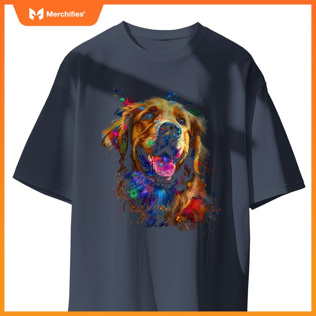 Golden Retriever Dog Motif Pet Blue Eyes Golden Retriever T-Shirt