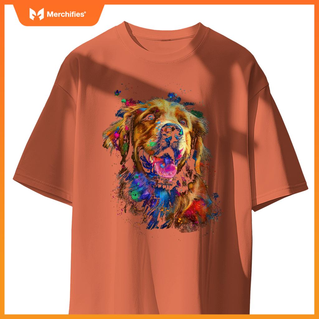 Golden Retriever Dog Motif Pet Blue Eyes Golden Retriever T-Shirt