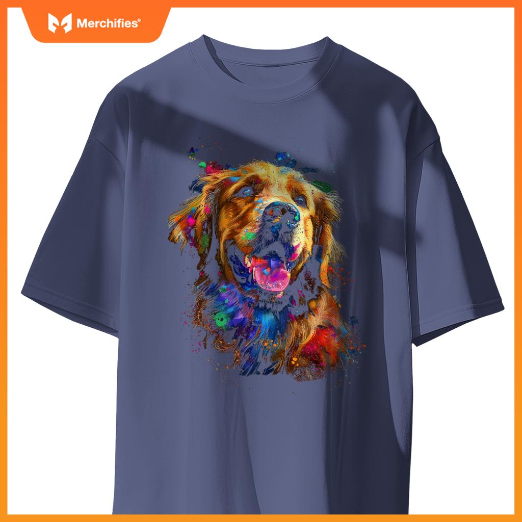 Golden Retriever Dog Motif Pet Blue Eyes Golden Retriever T-Shirt