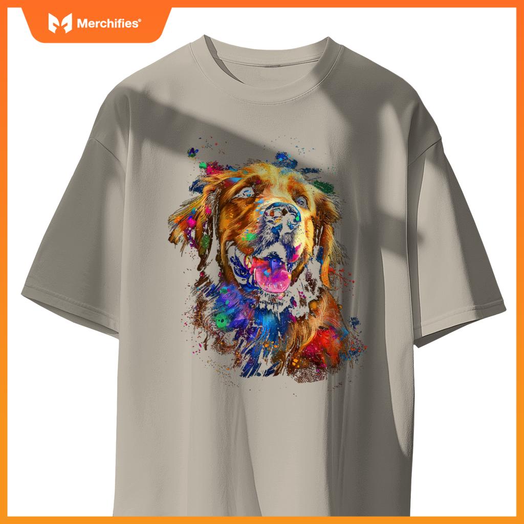 Golden Retriever Dog Motif Pet Blue Eyes Golden Retriever T-Shirt