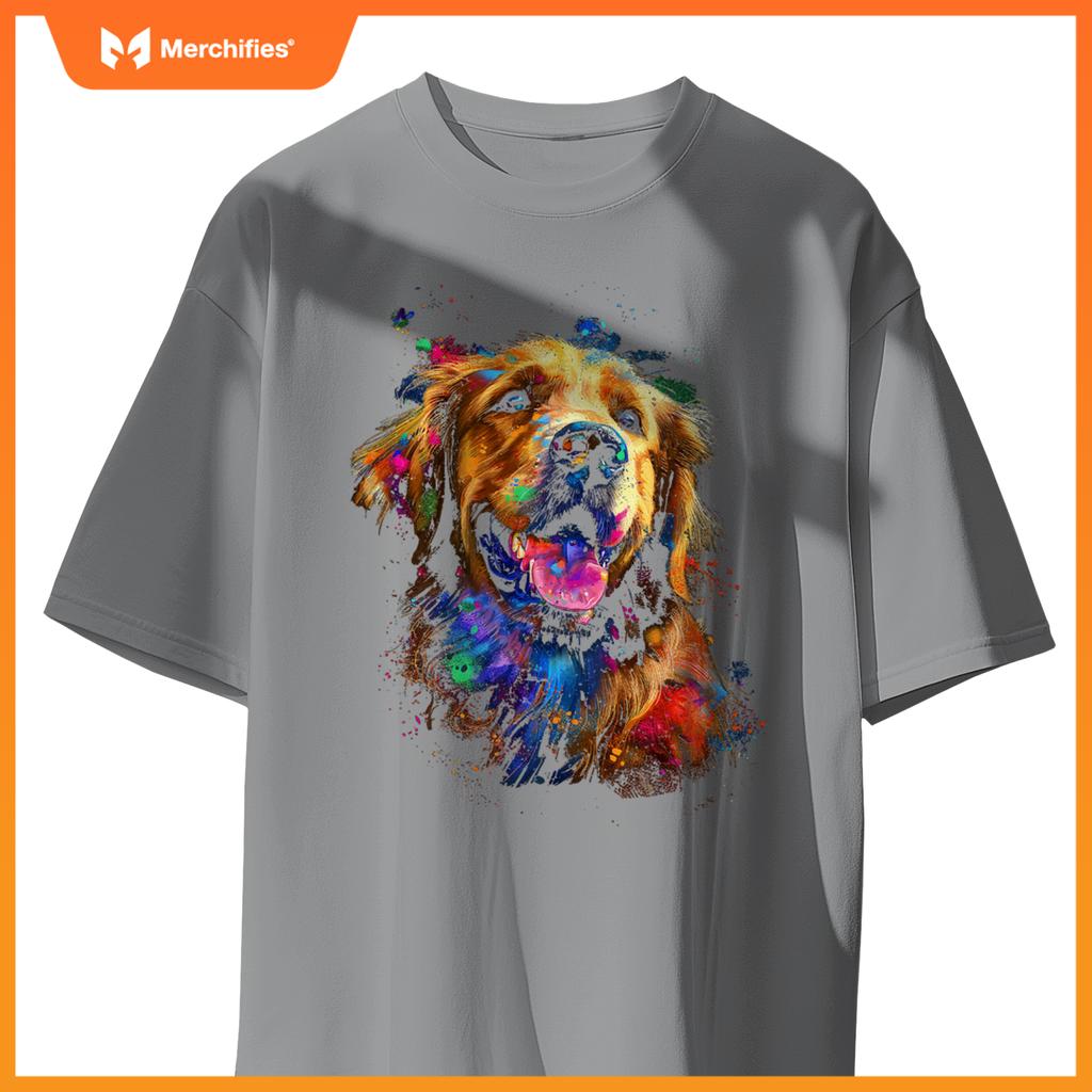 Golden Retriever Dog Motif Pet Blue Eyes Golden Retriever T-Shirt