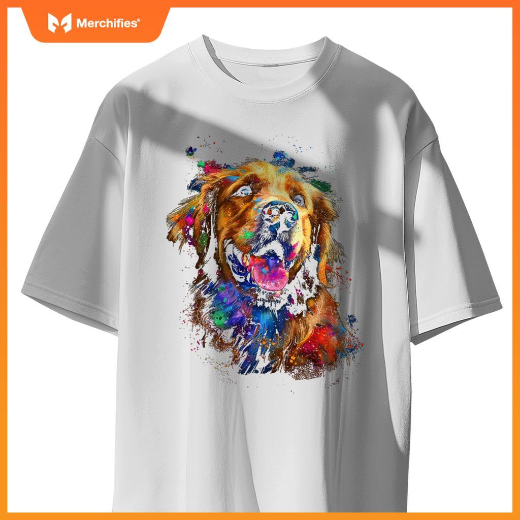 Golden Retriever Dog Motif Pet Blue Eyes Golden Retriever T-Shirt