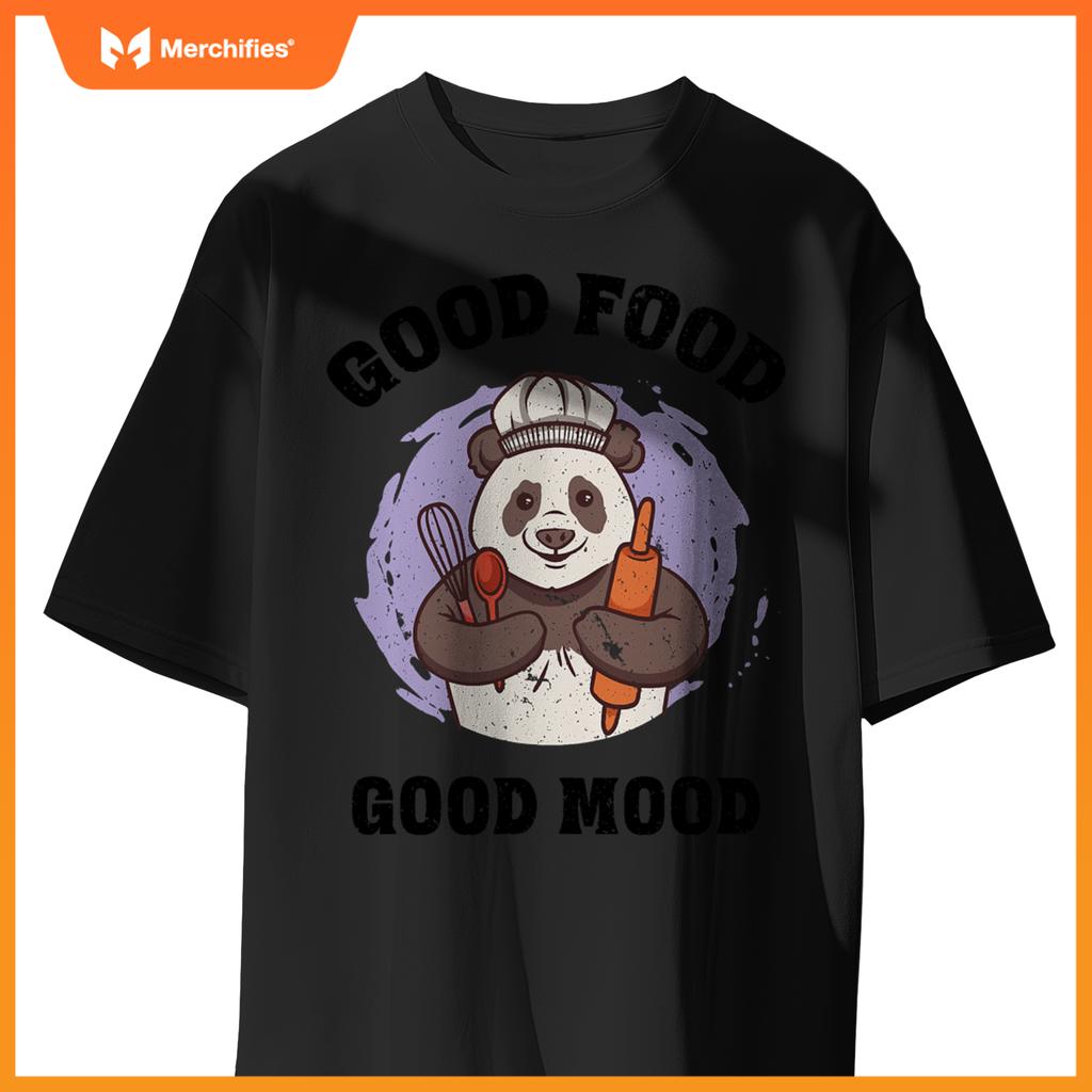 Good Food Good Mood Baking Panda Chef  Design T-Shirt
