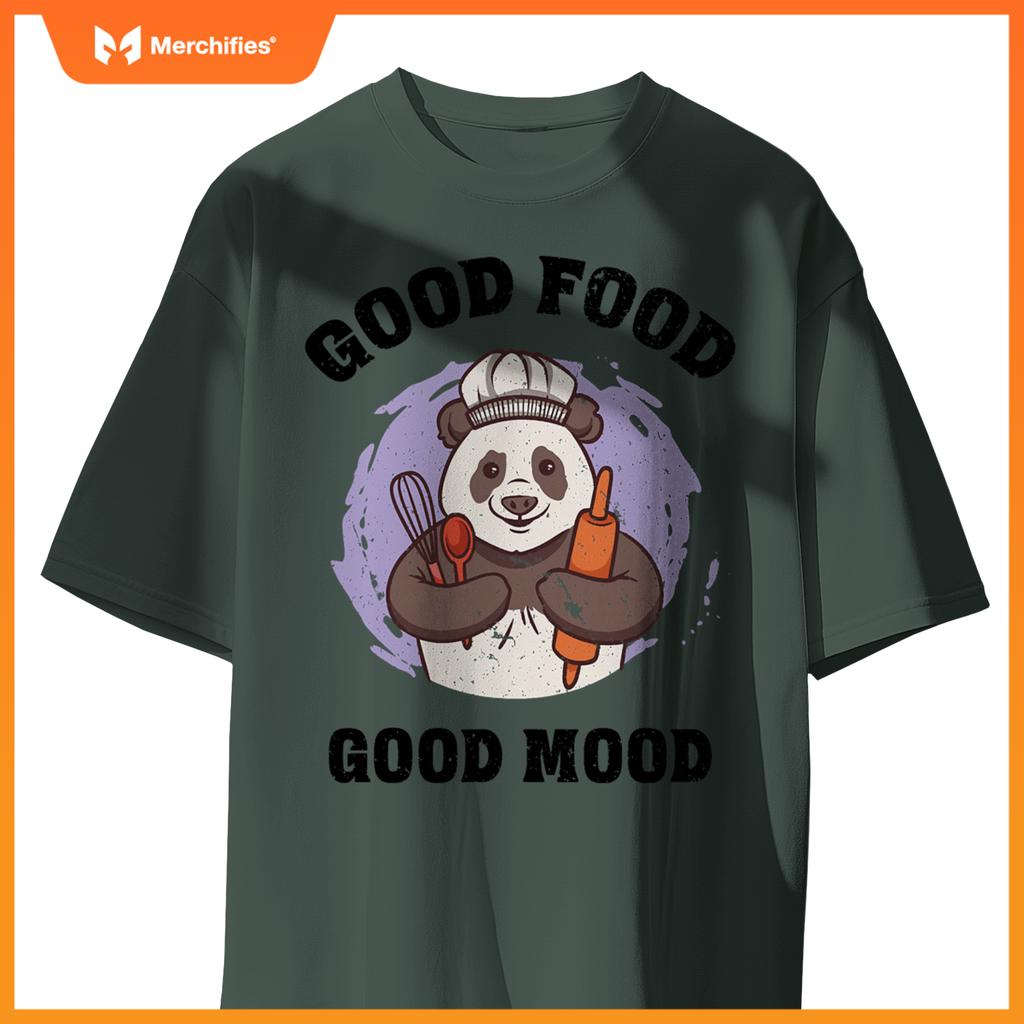 Good Food Good Mood Baking Panda Chef  Design T-Shirt