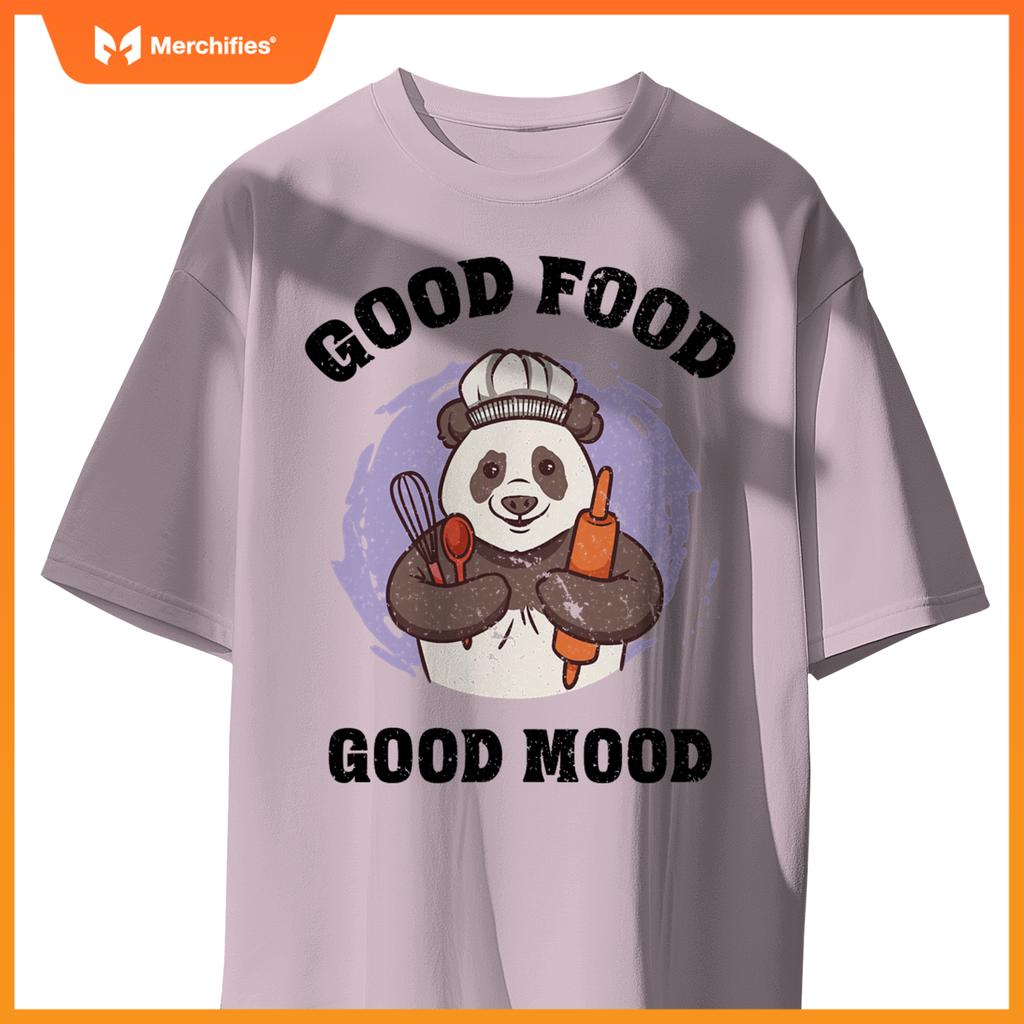 Good Food Good Mood Baking Panda Chef  Design T-Shirt
