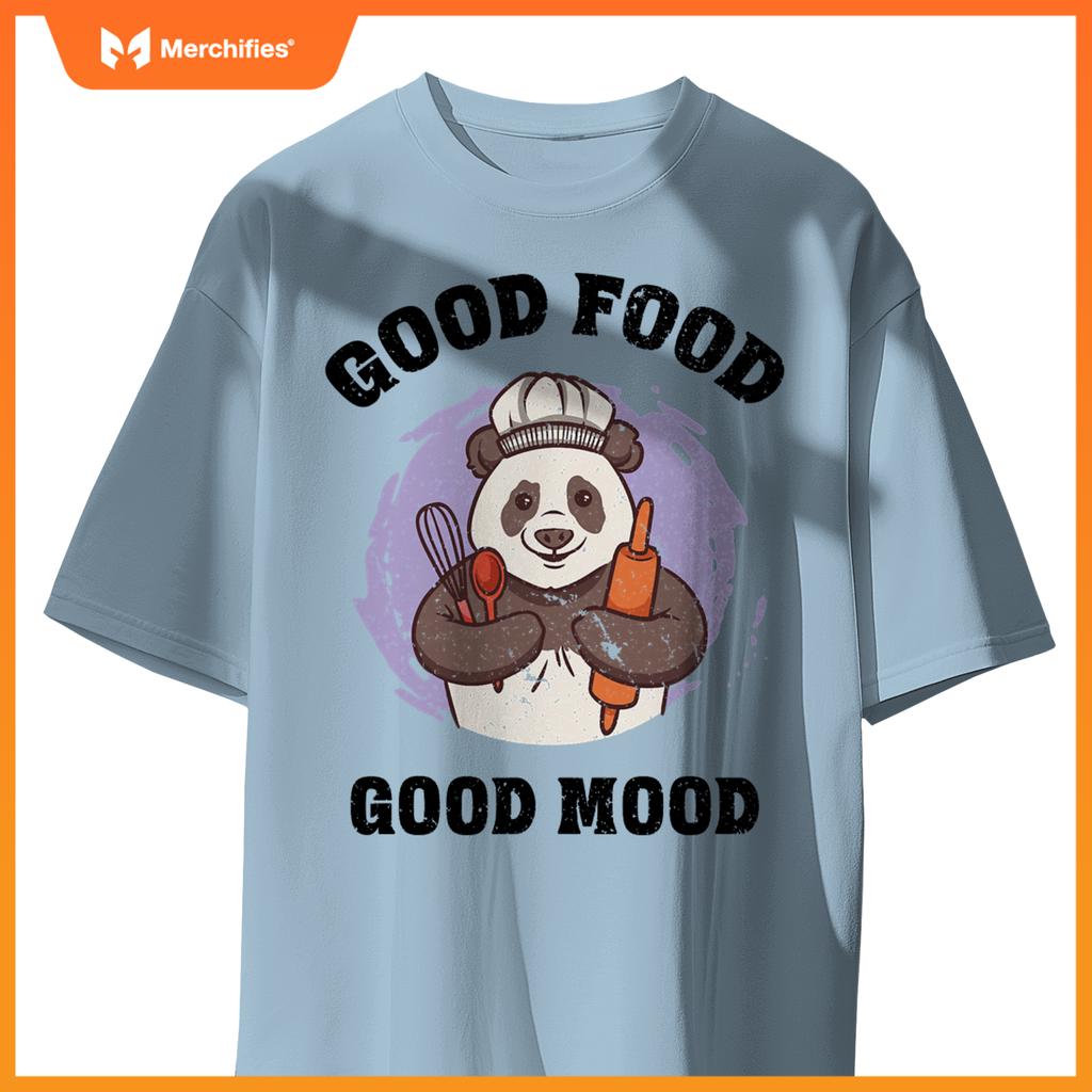 Good Food Good Mood Baking Panda Chef  Design T-Shirt
